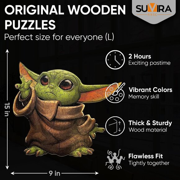 Suvira Wooden Jigsaw Puzzles - Engaging, Educational, and Eco-Friendly Baby YODO - Picture 3 of 9